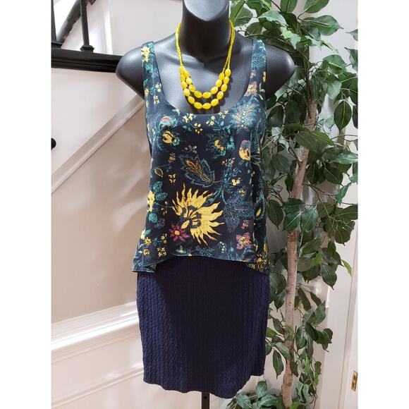 Rachel Roy Women Multi Floral Side Zip Scoop Neck Sleeveless Knee Length Dress 2 - Picture 1 of 12